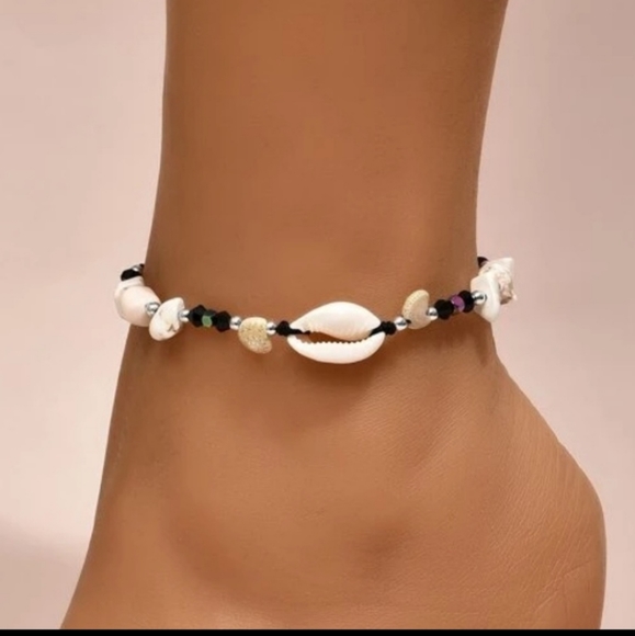 2 for $20 NWT Seashell & Crystal Boho Tie Ankle Bracelet/Fashion Anklet - Picture 1 of 4